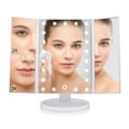 thumbnail image 1 of Lighted Makeup Mirror with 21 LED Lights, Make Up Vanity Mirror with 3X/2X/1X Magnification and Touch Screen, Cosmetic Trifold Table Eye Magnifying Makeup Mirror for Travel(White), 1 of 2