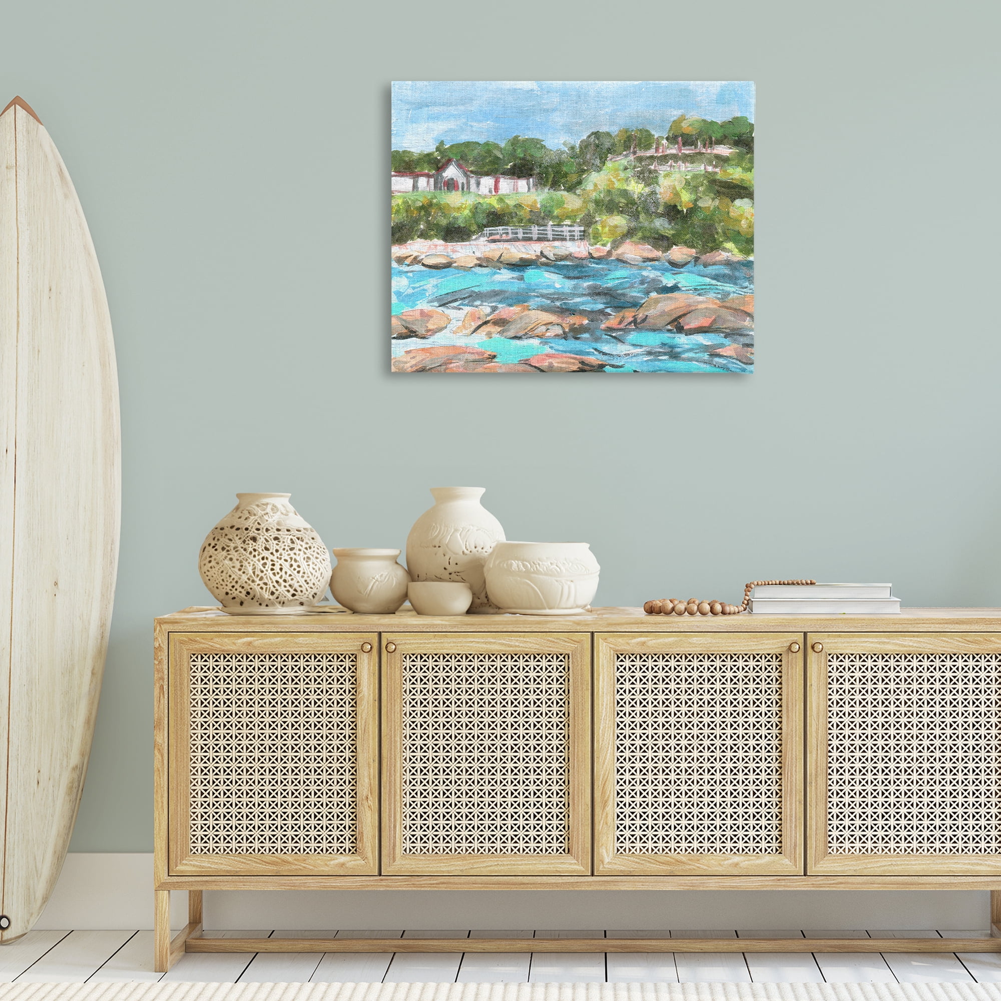Stupell Industries Rocky Nautical Landscape Landscape Painting Gallery Wrapped Canvas Art Print Wall Art, 40 x 30