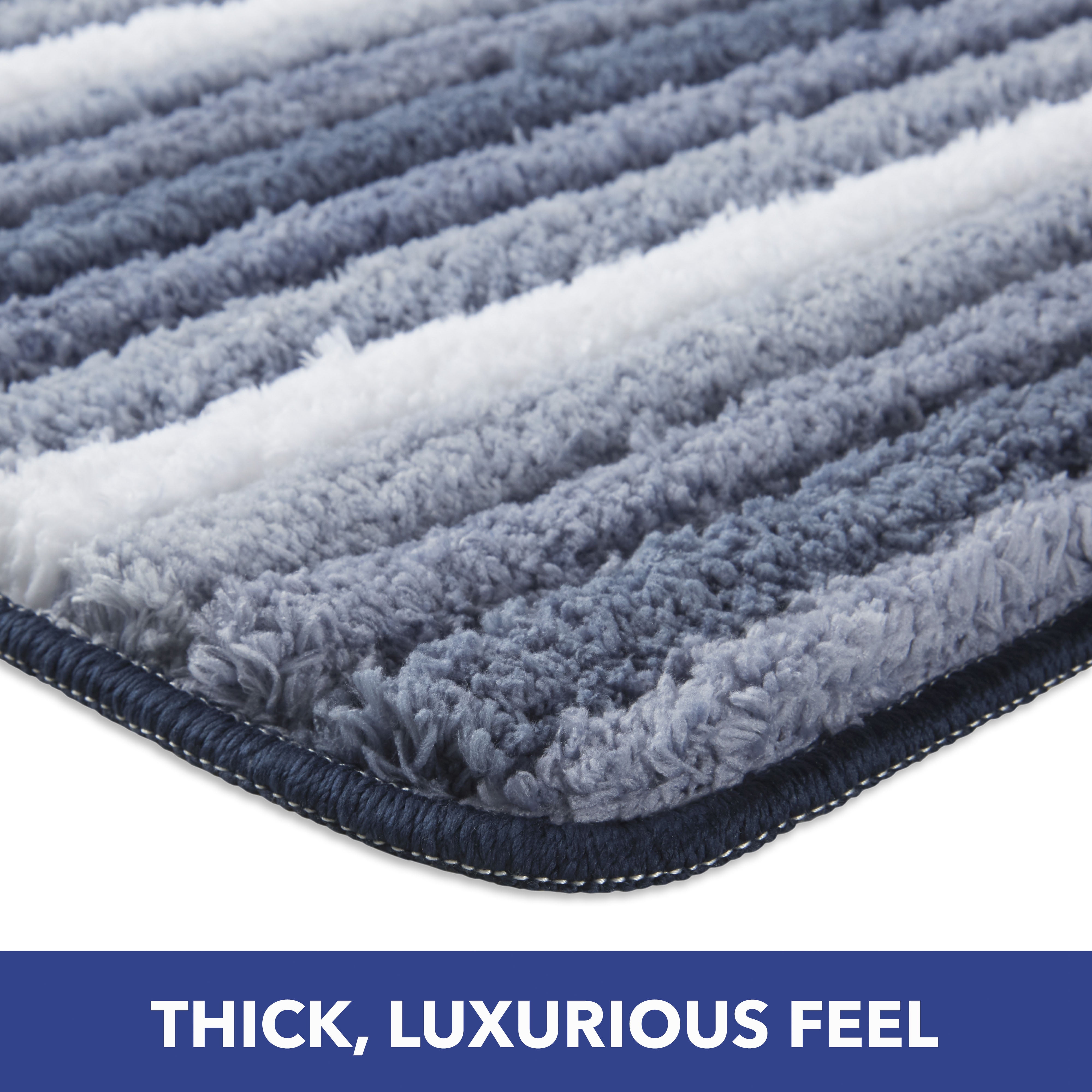 Sohome Chino Striped Machine Washable Bath Mat, Navy Blue/White, 27"x48"