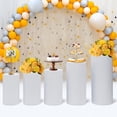 thumbnail image 3 of Loyalheartdy 5Pcs Round Cylinder Pedestal Stand Wedding Birthday Party Cake Flower Display Pillars Freestanding Metal Cylinder Pedestal Decor White, 3 of 12