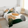 thumbnail image 5 of jejeloiu Tropical Monstera Leaf Bedding Comforter Set,Abstract Geometric Stripe Circle Twin Comforter Sets,Green Beige Brown Bedding Set For Men Women,Super Cozy Room Decor Reversible,2 Pieces, 5 of 8