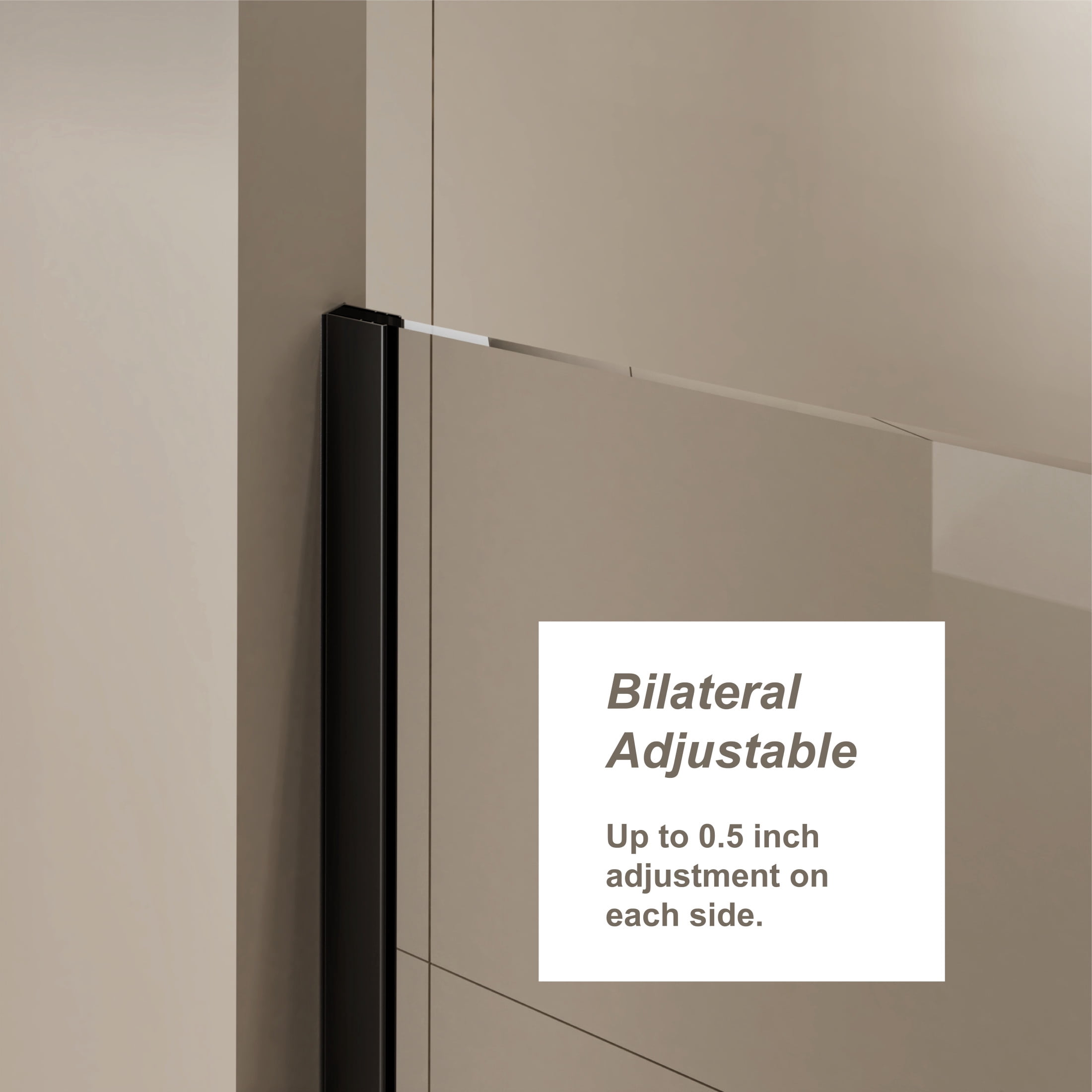 Noble House 60" x 72" Sliding Shower Door, Clear Tempered Glass with Adjustable Support Bar and Steel Handle, Black