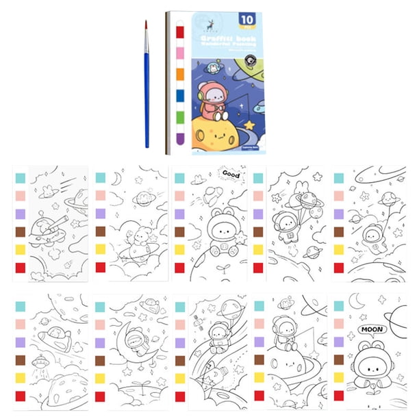Cuaderno para colorear con acuarela, papel para grafiti, marcapáginas para dibujar, papel pigmentado de alta calidad, actividades artísticas creativas, diseño plegable y portátil, 100