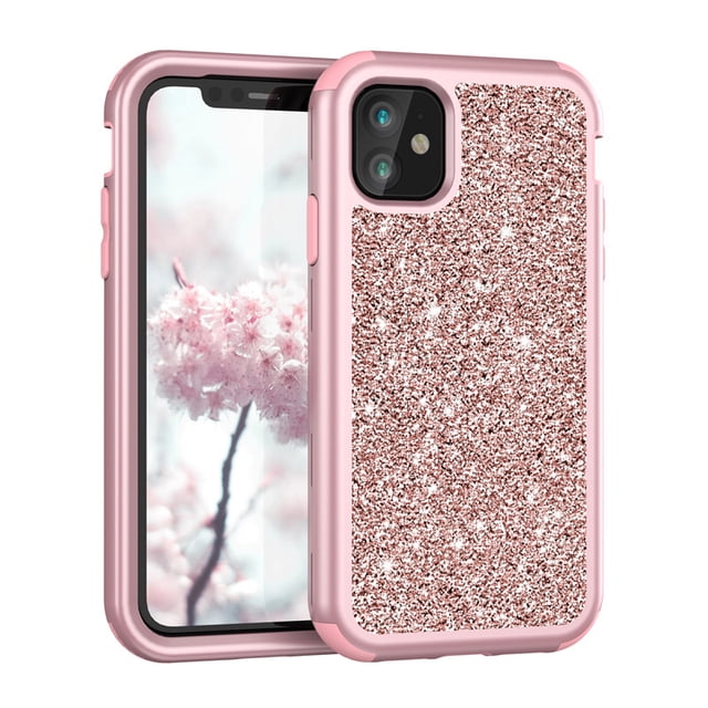Compatible con iPhone 13 Series Case, Slim Luxury Glitter Sparkle Bling Shiny Girly Women Thin Protective Girl Women Phone Case Cover para iPhone 13 - Oro rosa brillar necesidades diarias