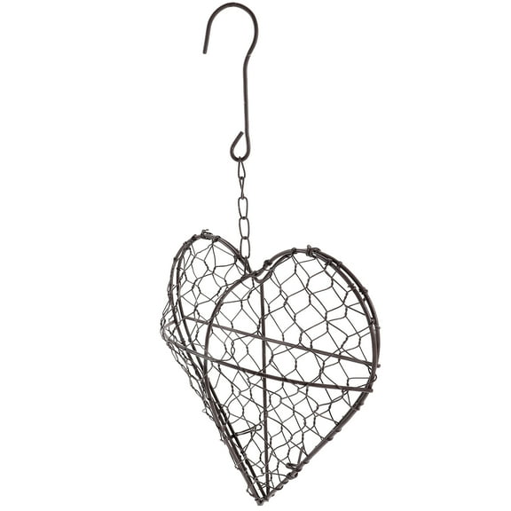 Masteelf Heart Shape Iron Wire Wreath Black Metal Frame Hanging Succulent Pot Stylish Home Decor 14.5 Inch