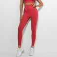 thumbnail image 4 of HXWCHs Women's Athleisure Yoga Pants High Rise Gym Leggings Solid Color Red L, 4 of 6