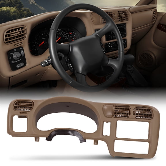 PIT66 Dashboard Bezel Double Din Beige Fit For Chevy Blazer S10 GMC Jimmy Sonoma 1998-2004 Dash Bezel Trim