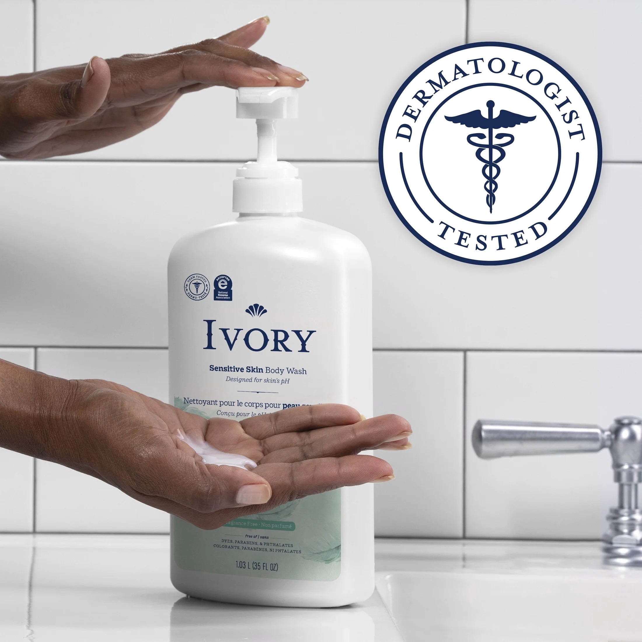 (4 pack) Ivory Mild and Gentle Body Wash, Fragrance-Free, for Sensitive Skin, 35 fl oz