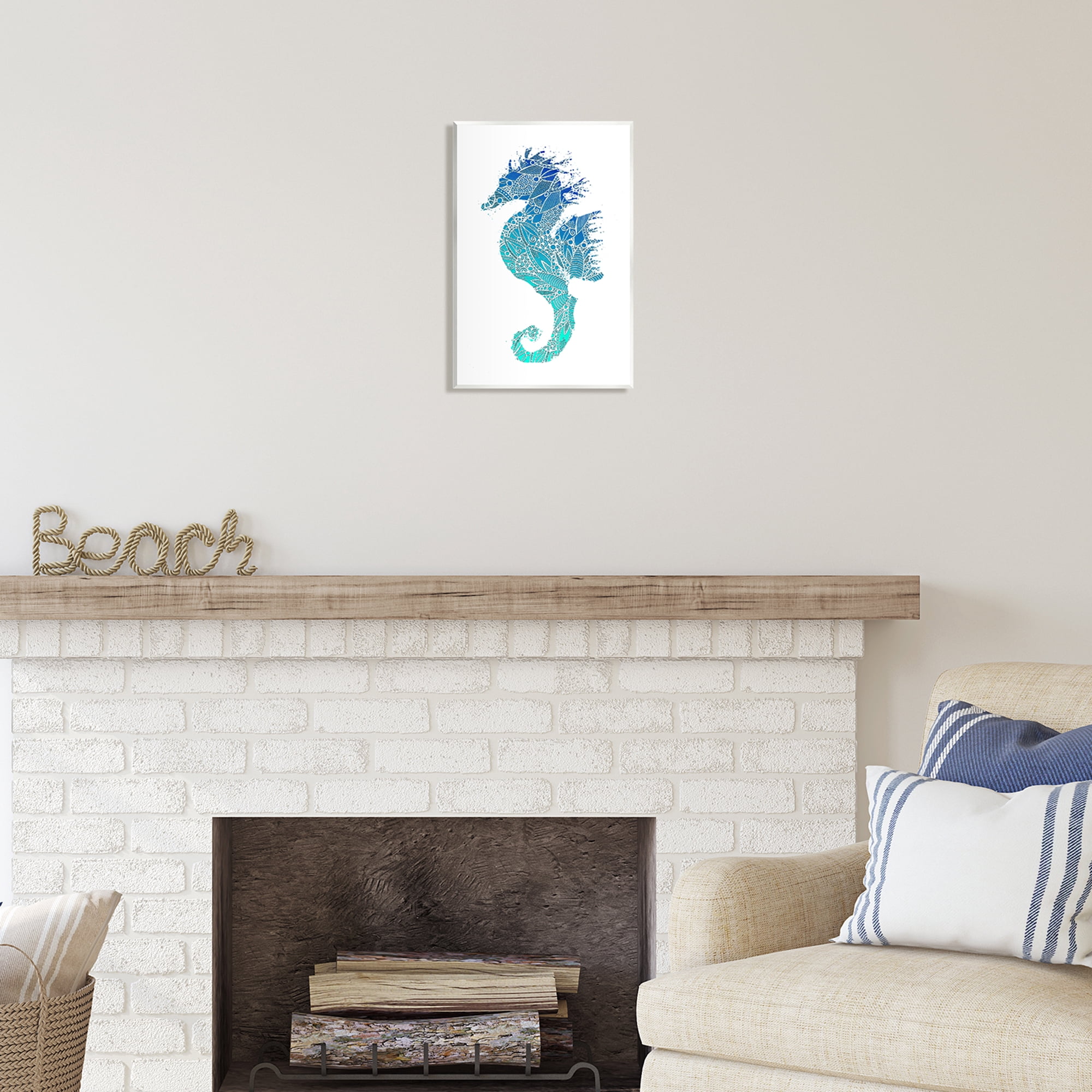 Stupell Industries Fractal Patterned Seahorse Animals & Insects Painting Unframed Art Print Wall Art, 10 x 15