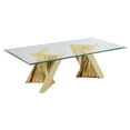 thumbnail image 3 of Geometric Clear Glass Coffee + End + Console Table Set with Gold Stainless Steel, 3 of 5