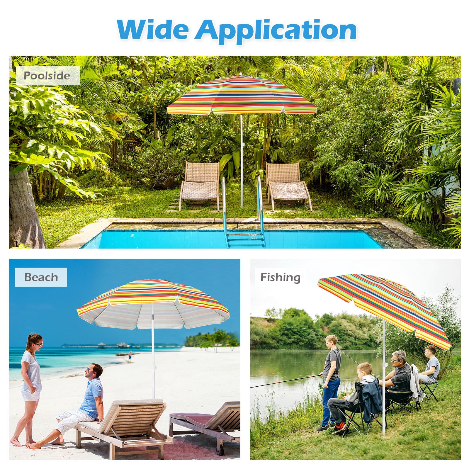 Costway 6.5Ft Patio Beach Sunshade Umbrella Portable Tilt  Outdoor Yellow