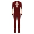 thumbnail image 4 of Zaldita Women's Full Body Long Sleeve Rhinestone Unitard One Piece Skating Dance Gymnastics Bodysuit Burgundy L, 4 of 7