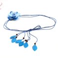 thumbnail image 3 of Cinturón fino informal de gasa con flores grandes para mujer, combinable con todo, con cadena de cintura con nudo dulce, cinturón decorativo con borlas largas, 3 of 5