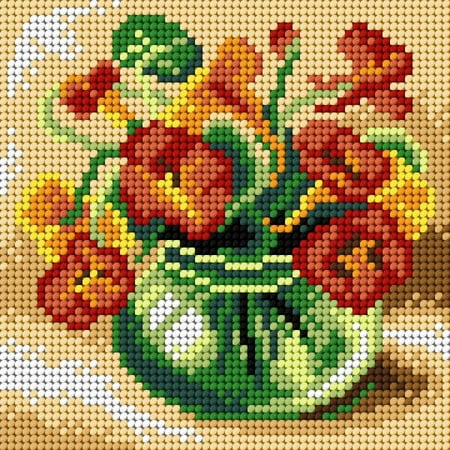 UPC: 5902067305966 | Needlepoint canvas for halfstitch without yarn Nasturtium 2897D – Printed Tapestry Canvas