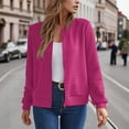 thumbnail image 3 of Lightweight Zip Up Jackets for Women Long Sleeve Casual Plain Waffle Jacket Fall Coat Outerwear, 3 of 6