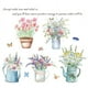 thumbnail image 1 of Vinilo decorativo para pared, diseño de flores en maceta, mariposas, línea inspiradora, 1 of 5