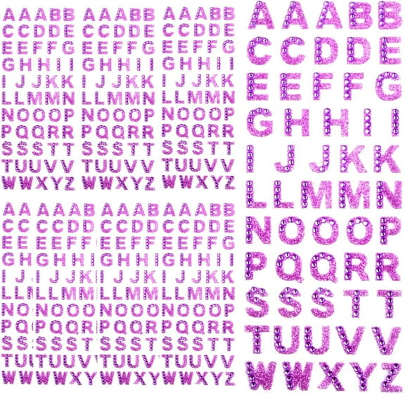 8 Sheets Sparkling Rhinestone Alphabet Stickers Self-Adhesive Glitter A-Z Letters Diamond Craft Sticker for DIY Gift Box Scrapbooking Card Handmade Decoration, Purple