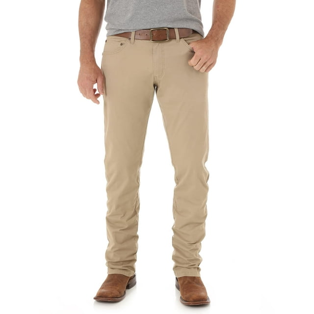 Jeans Wrangler para hombre, estilo retro, entallado, pierna recta, color beige