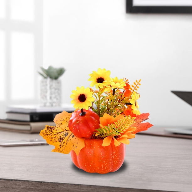 Flor de calabaza artificial BLESIY Decoración de cosecha de otoño centro de mesa de calabaza de otoño