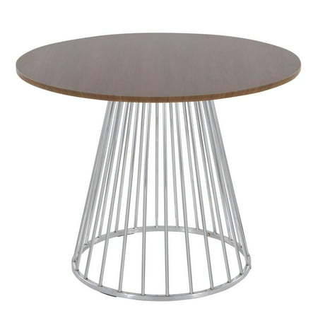 LumiSource Silver Metal Walnut Wood Canary Cosmo Dining Table