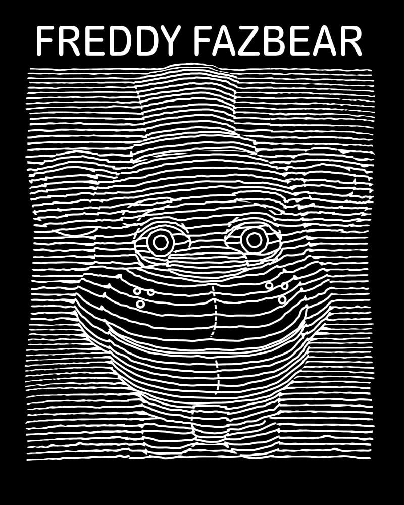 Five Nights at Freddy's Freddy Fazbear Line Art Boy's Black T-shirt-M