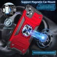 thumbnail image 3 of ORUYROP Design pour Étui iPhone 11, Étui de Téléphone Robuste Antichoc de Qualité Militaire avec Support Rotatif en Métal à 360° (Support Magnétique) Compatible avec iPhone 11 6.1, Rouge, 3 of 7