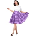 thumbnail image 5 of IBTOM CASTLE Women Pleated Vintage Skirt Floral Print A-Line Midi Skirts 50s Polka Dots Knee-Length Flared Swing Cocktail Party Dresses XXL Purple - Polka Dots, 5 of 8