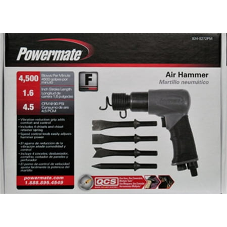 Powermate Air Hammer, Includes 4 Chisels and Spring