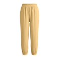 thumbnail image 4 of Women Linen Pants Summer Casual Gaucho Pants Drawstring Elastic Waist Wide Leg Slacks Loose Fitting Beach Attire Yellow M, 4 of 7
