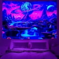 thumbnail image 2 of Blacklight Space Tapestry Trippy Planet Galaxy Mountain Mysterious Landscape Tapestry Wall Hanging for Bedroom Living Room UV Reactive Tapestries Aesthetic Home Decor, 60X40IN, 2 of 5