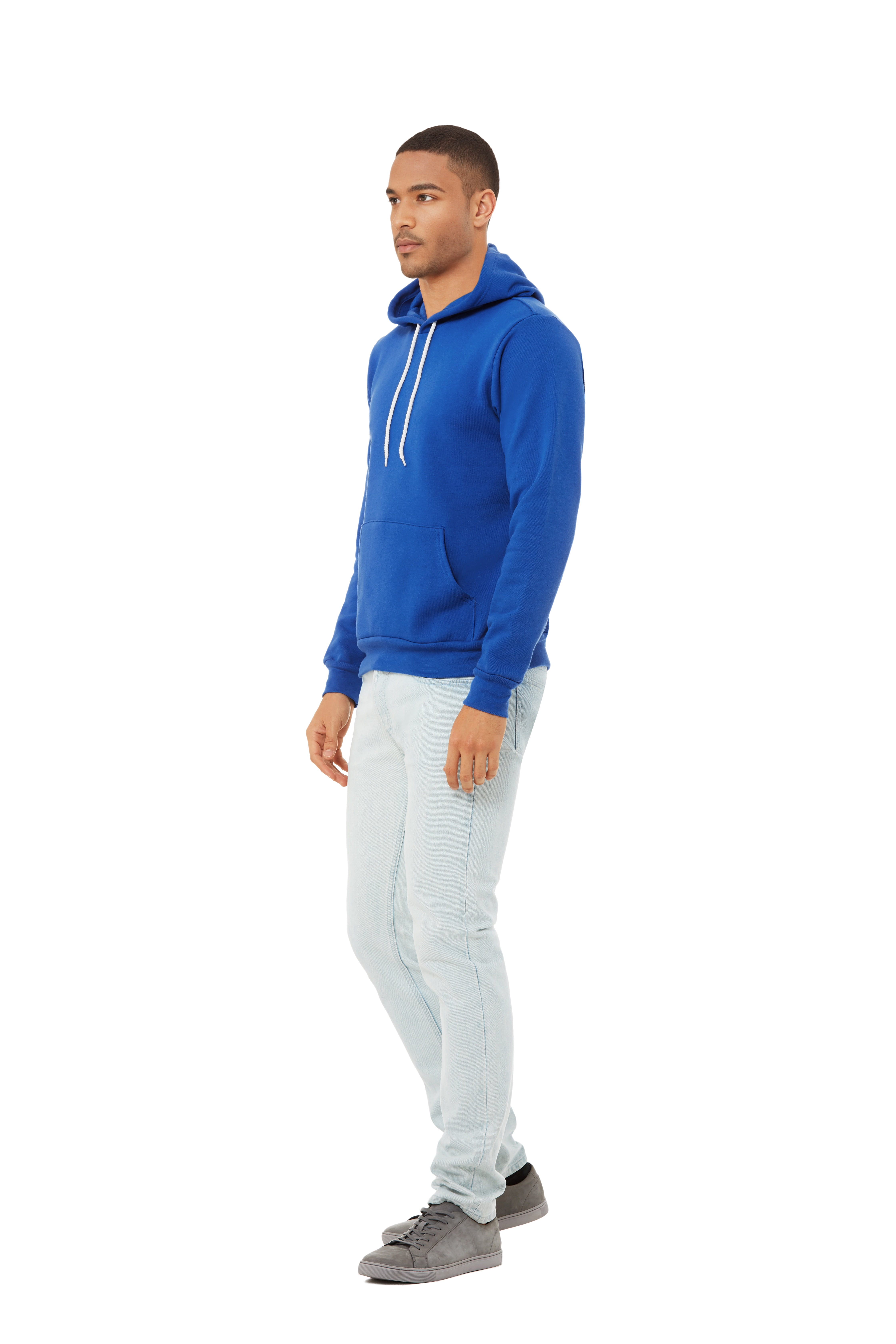 BELLA+CANVAS Adult Crew Neck Personalized Hoodie, Create your own Designs,True Royal, Large, Unisex