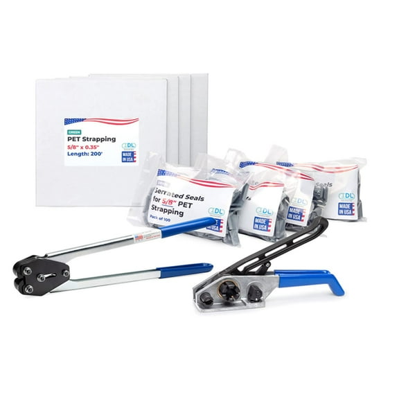 IDL Packaging USA Made 5/8" x 800' Polyester (PET) Strapping Kit, 1400 lbs Break Strength