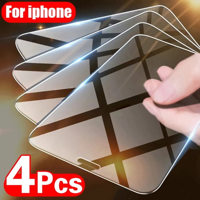 Protector de pantalla de vidrio templado para iPhone, Protector de pantalla para iPhone 15,13, 12, 11, 14 Pro, XR, X, XS Max, 13 Pro Max, Mini 7, 8, 6, 6S Plus, SE, 4 unidades