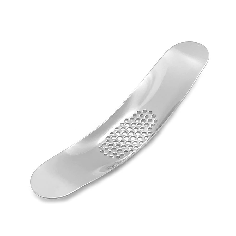 Stainless steel curved manual garlic mincer | Ergonomic design | Boat-shaped grinder | Ideal tool for grinding and mincing garlic