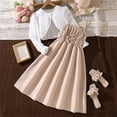 thumbnail image 2 of Afdoent Girls 2 Piece Outfit Fashion Sleeveless Dress Solid Color Cardigan Two Piece Set For Kids 8-9 Years, 2 of 9