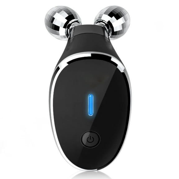 Microcurrent-Facial-Device, 5-in-1 Microcurrent Multifunctional Facial Massager, Face Roller Face Massager for Skin Care, Glossy Black