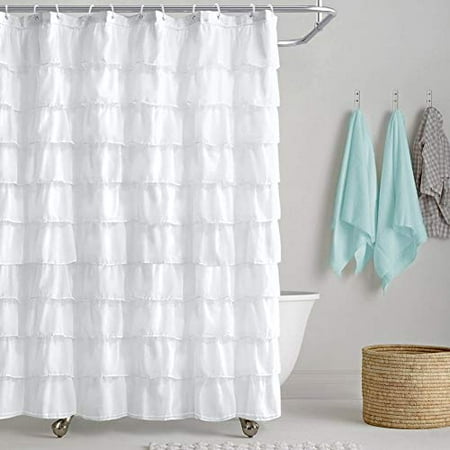 Reisen White Shower Curtain Farmhouse, Shower Curtains Fabric
