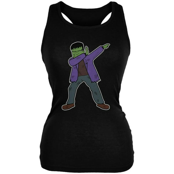 Halloween Dabbing Frankenstein's Monster Juniors Soft Tank Top Black MD