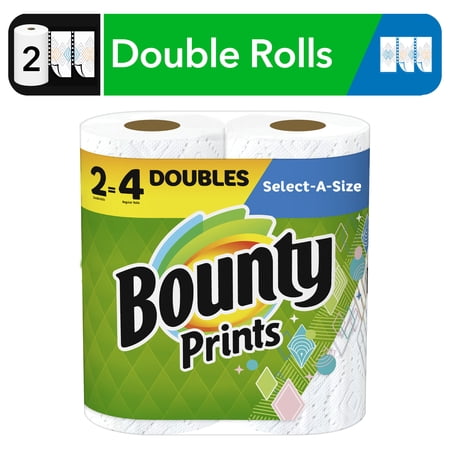 Bounty Select-a-Size Paper Towels, 2 Double Rolls, Print