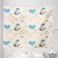 thumbnail image 1 of Mermaid Tapestry, Balloon Fish Hearts Pattern Sea Oceanic Objects Sketch Art Theme, Fabric Wall Hanging Decor for Bedroom Living Room Dorm, 5 Sizes, Pale Blue Black Cream, by Ambesonne, 1 of 1
