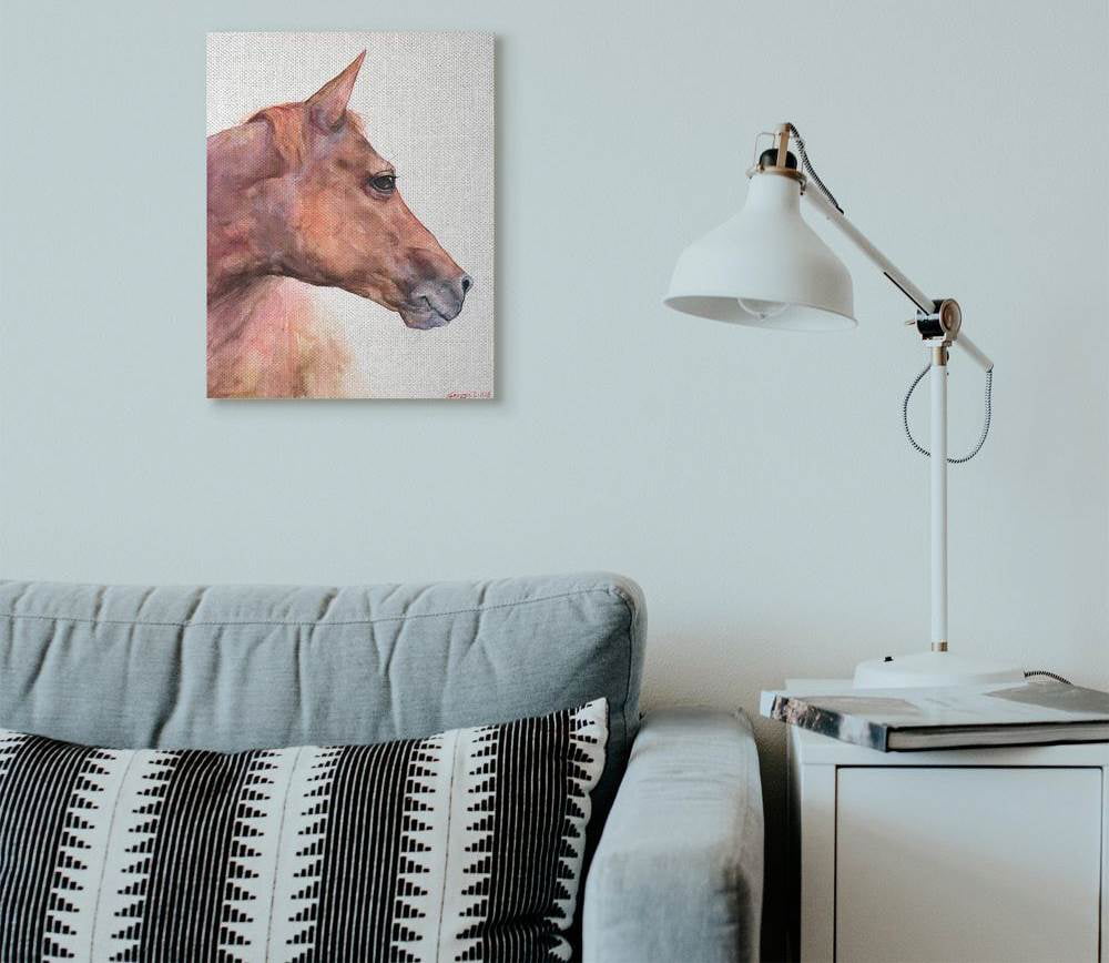 Stupell Industries Horse Head Animal Watercolor Painting Super Canvas Wall Art by George Dyachenko