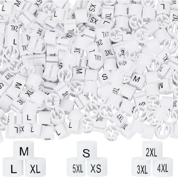 234Pcs 9 Style XS~5XL Clothes Hanger Markers Blank Color Tags White Plastic Clothes Hanger Size Markers Color-Coding Garment Markers Code Clip for Wire Hangers Clothing Hangers White