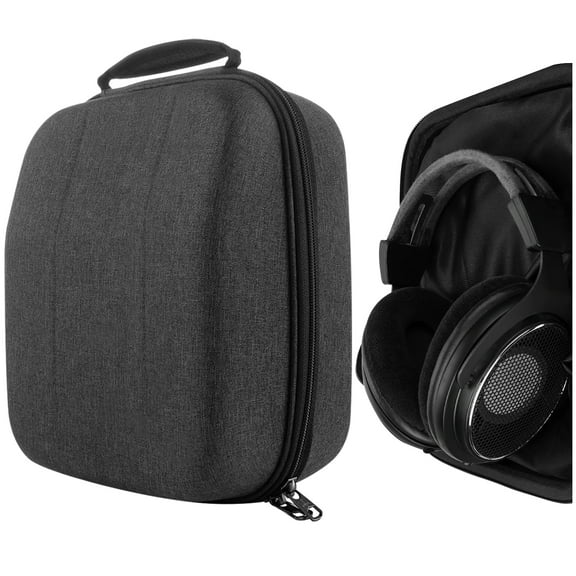 Geekria Shield Case for Large-Sized Over-Ear Headphones, Replacement Protective Hard Shell Travel Carrying Bag, Compatible with HiFiMAN HE1000 V2, SHURE Headsets (Dark Grey)
