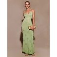 thumbnail image 6 of Women'S Knit Maxi Dress Floral Dresses Bodycon Knitted Beach Backless Swim Cover Up Dresses Flashing Green S, 6 of 7