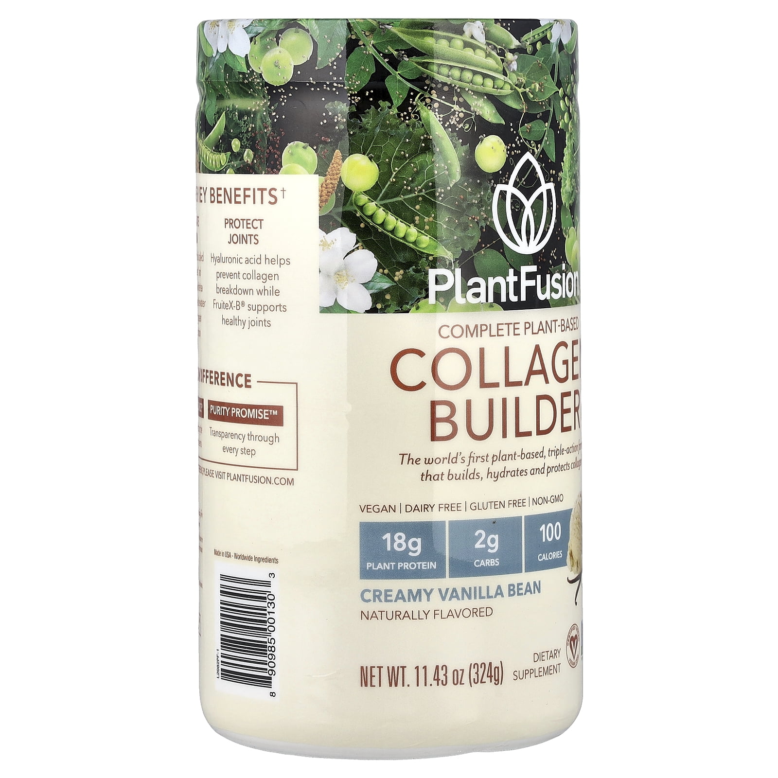 PlantFusion Complete Plant-Based Collagen Builder, Creamy Vanilla Bean, 11.43 oz (324 g)