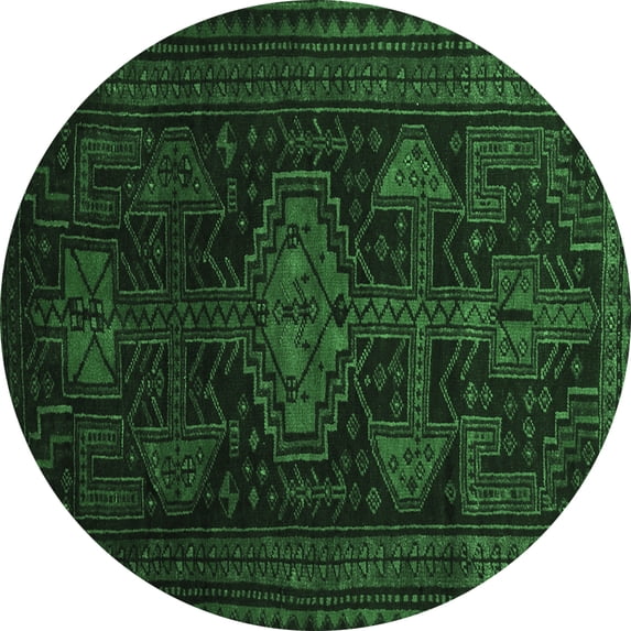 Ahgly Company Indoor Round Persian Emerald Green Traditional Area Rugs, 5' Round