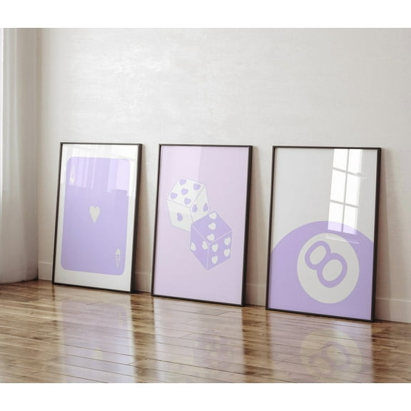 Luvia Trendy Gallery Wall Set Of 3 Lilac Trendy Poster Preppy College Dorm Decor Purple, Modern Wall Decor Set 3 Prints 8x12 UNFRAMED