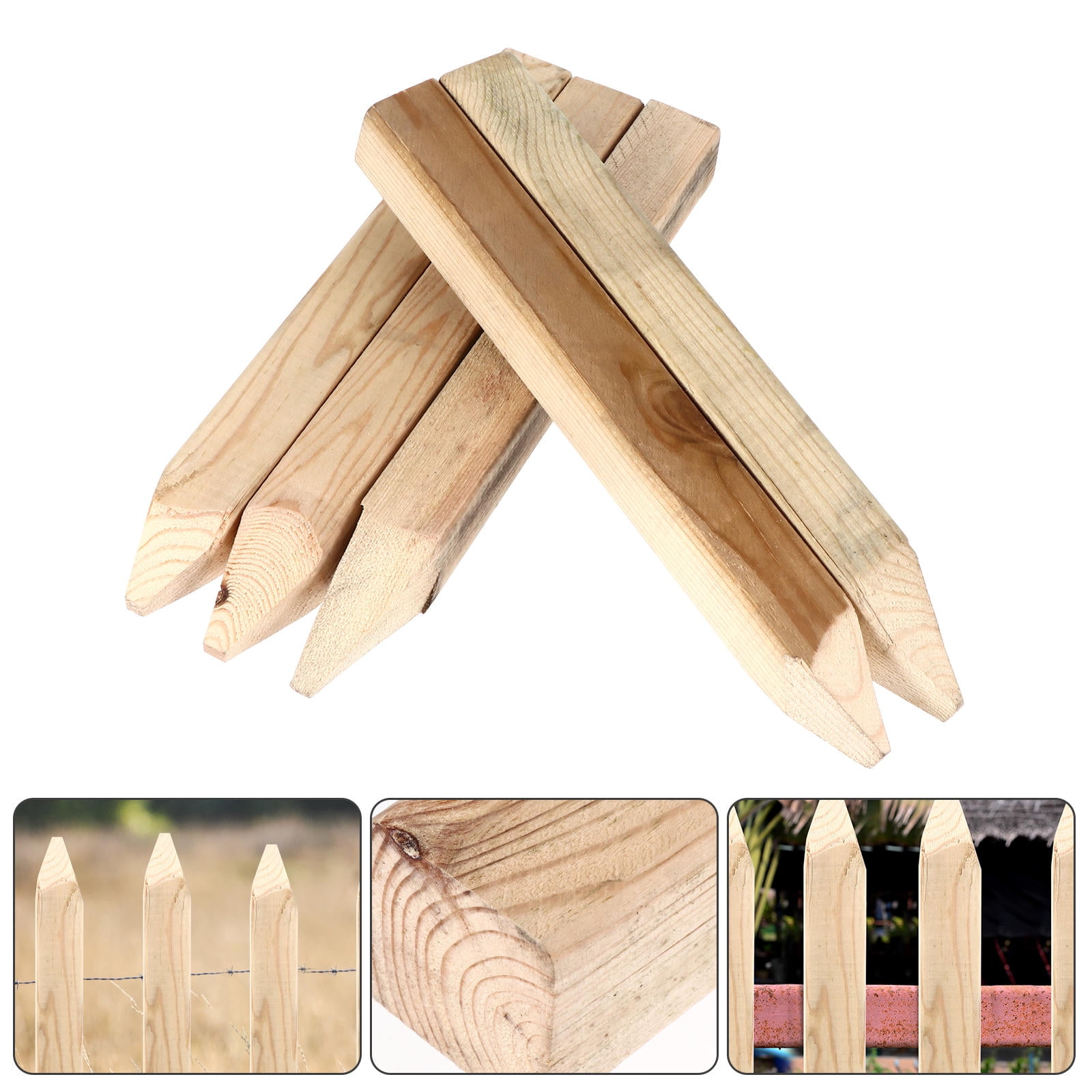 Pawsdot 5Pcs Durable Wooden Measurement Stakes Chocolate Color for Garden Fence and Flower Bed Border