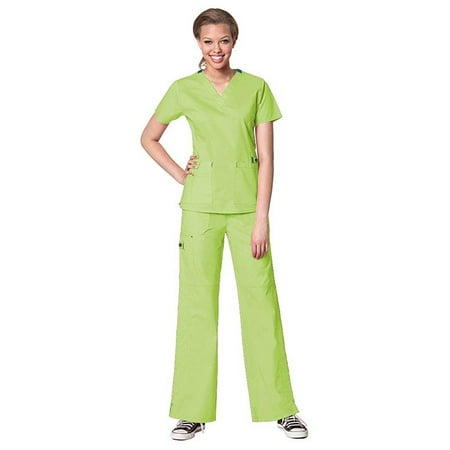 

WonderWink FLEX Women s Scrubs Verity V-Neck Darted Top & Faith Multi-Pocket Cargo Pant Set