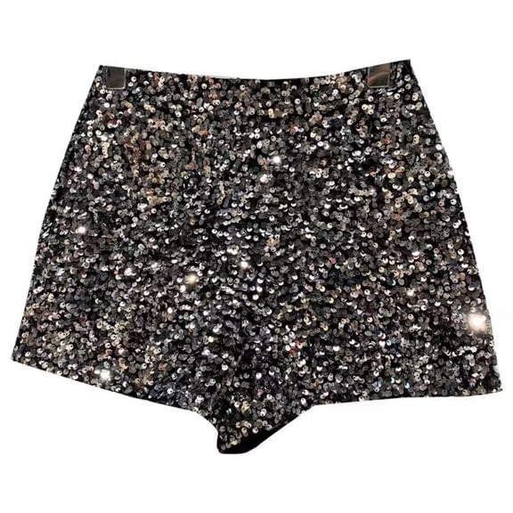 Yokua High Waist Hot Pants Sparkly Clubwear Night-Out Skort Summer Sequins Shorts